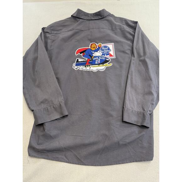 Pabst Blue Ribbon Beer Delivery Guy PBR Patch Uniform XXL Grey Long Sleeve - Picture 2 of 14